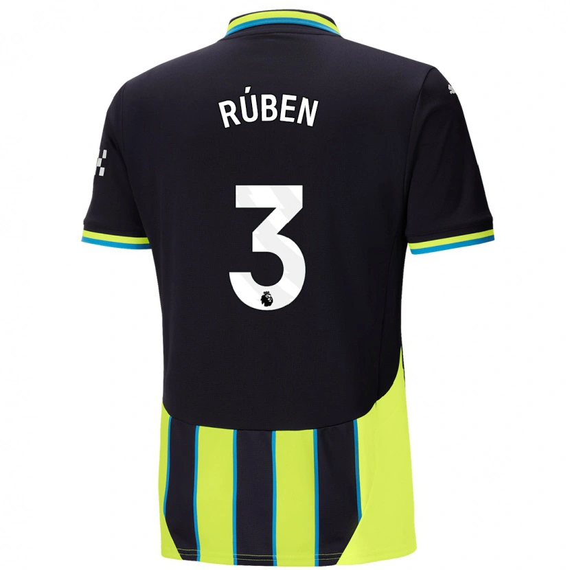 Danxen Hombre Camiseta Rúben Dias #3 Azul Amarillo 2ª Equipación 2024/25 La Camisa