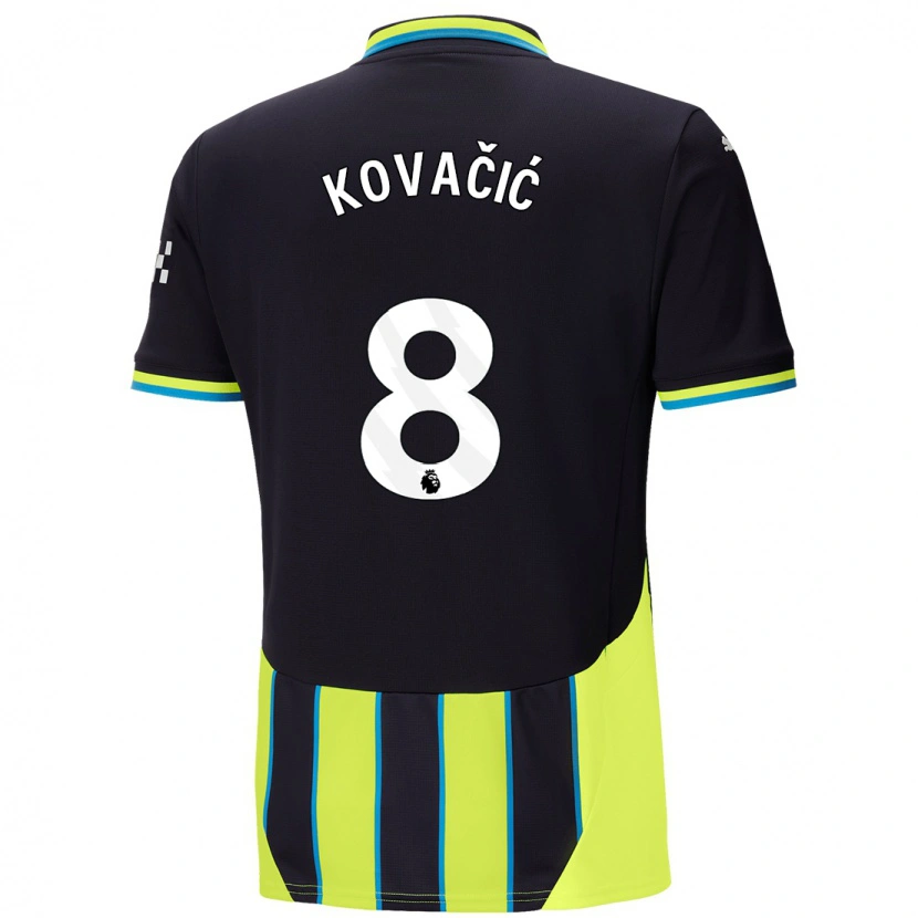 Danxen Hombre Camiseta Mateo Kovacic #8 Azul Amarillo 2ª Equipación 2024/25 La Camisa