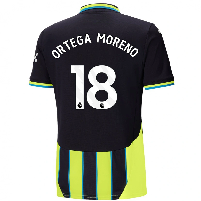 Danxen Hombre Camiseta Stefan Ortega #18 Azul Amarillo 2ª Equipación 2024/25 La Camisa