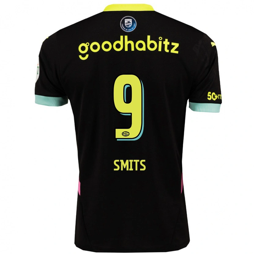 Danxen Hombre Camiseta Joëlle Smits #9 Negro Amarillo 2ª Equipación 2024/25 La Camisa