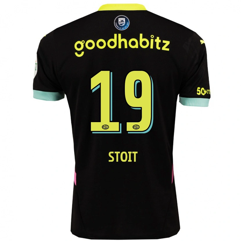 Danxen Hombre Camiseta Fleur Stoit #19 Negro Amarillo 2ª Equipación 2024/25 La Camisa