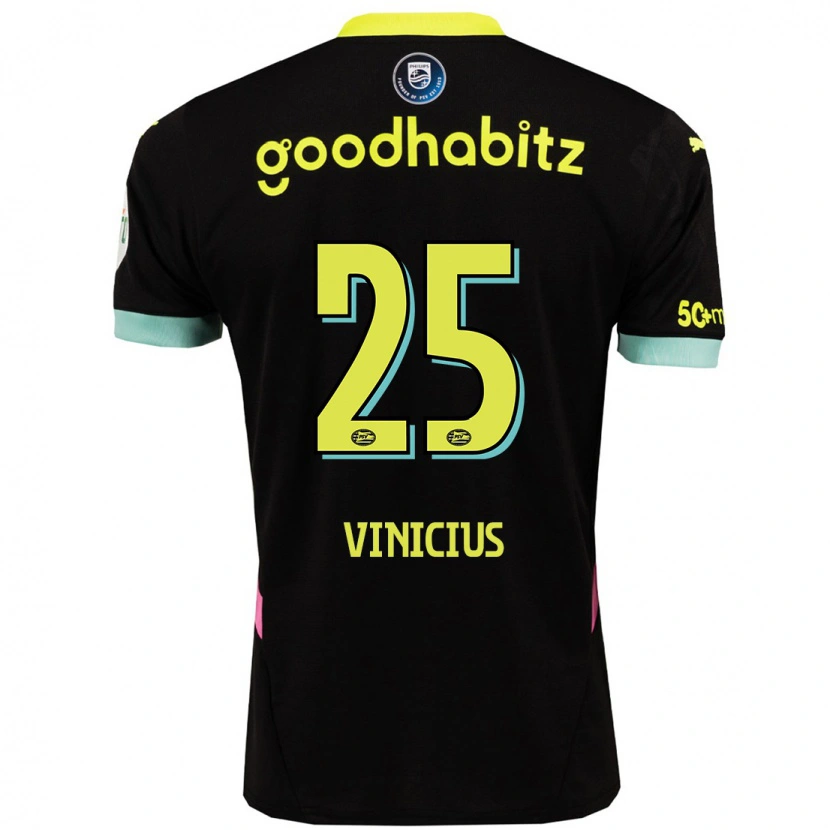Danxen Hombre Camiseta Carlos Vinicius #25 Negro Amarillo 2ª Equipación 2024/25 La Camisa
