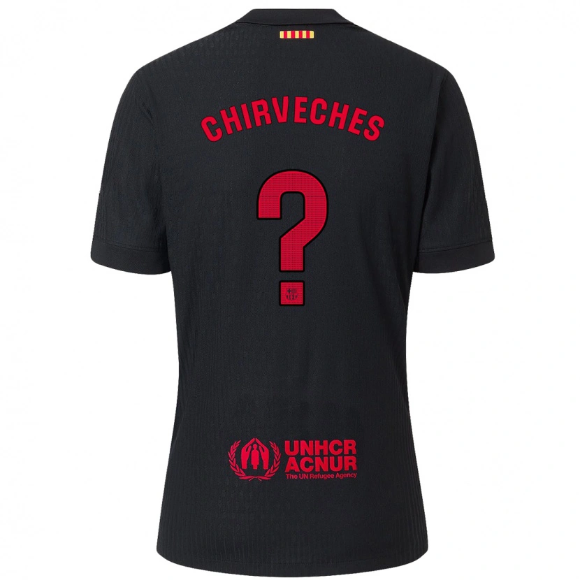 Danxen Hombre Camiseta Raúl Chirveches #0 Negro Rojo 2ª Equipación 2024/25 La Camisa