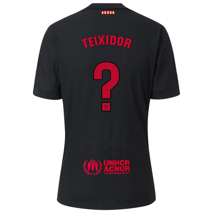 Danxen Hombre Camiseta Nil Teixidor #0 Negro Rojo 2ª Equipación 2024/25 La Camisa