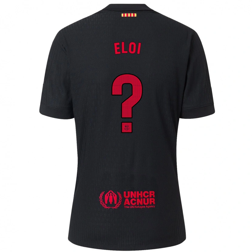 Danxen Hombre Camiseta Eloi Gómez #0 Negro Rojo 2ª Equipación 2024/25 La Camisa