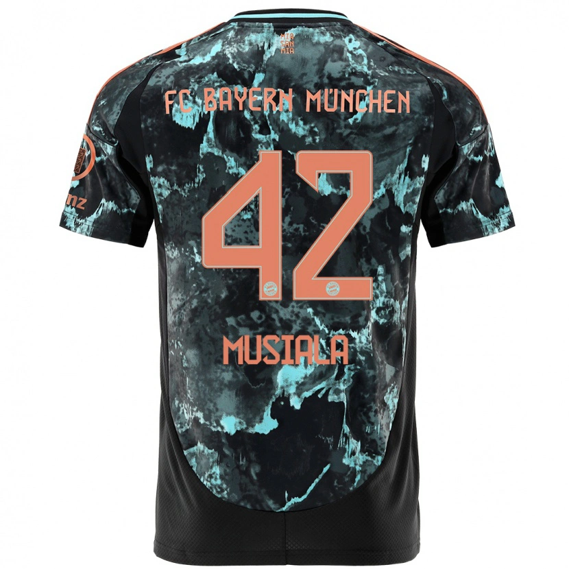 Danxen Hombre Camiseta Jamal Musiala #42 Negro 2ª Equipación 2024/25 La Camisa