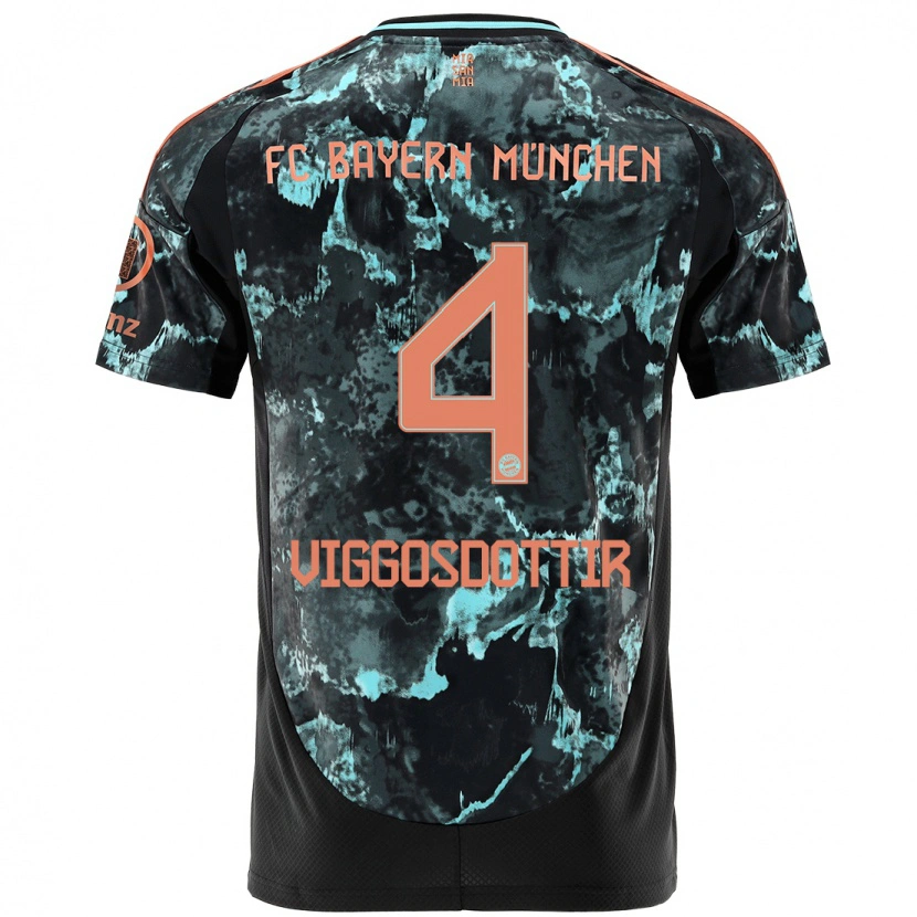 Danxen Hombre Camiseta Glódís Perla Viggósdóttir #4 Negro 2ª Equipación 2024/25 La Camisa