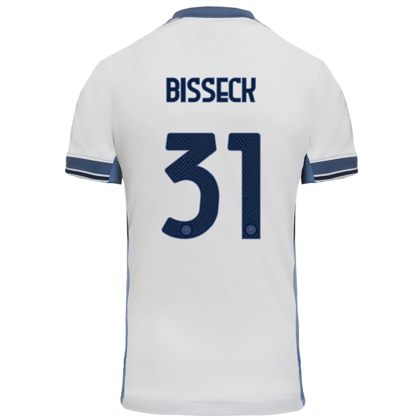 Danxen Hombre Camiseta Yann Bisseck #31 Blanco Gris 2ª Equipación 2024/25 La Camisa