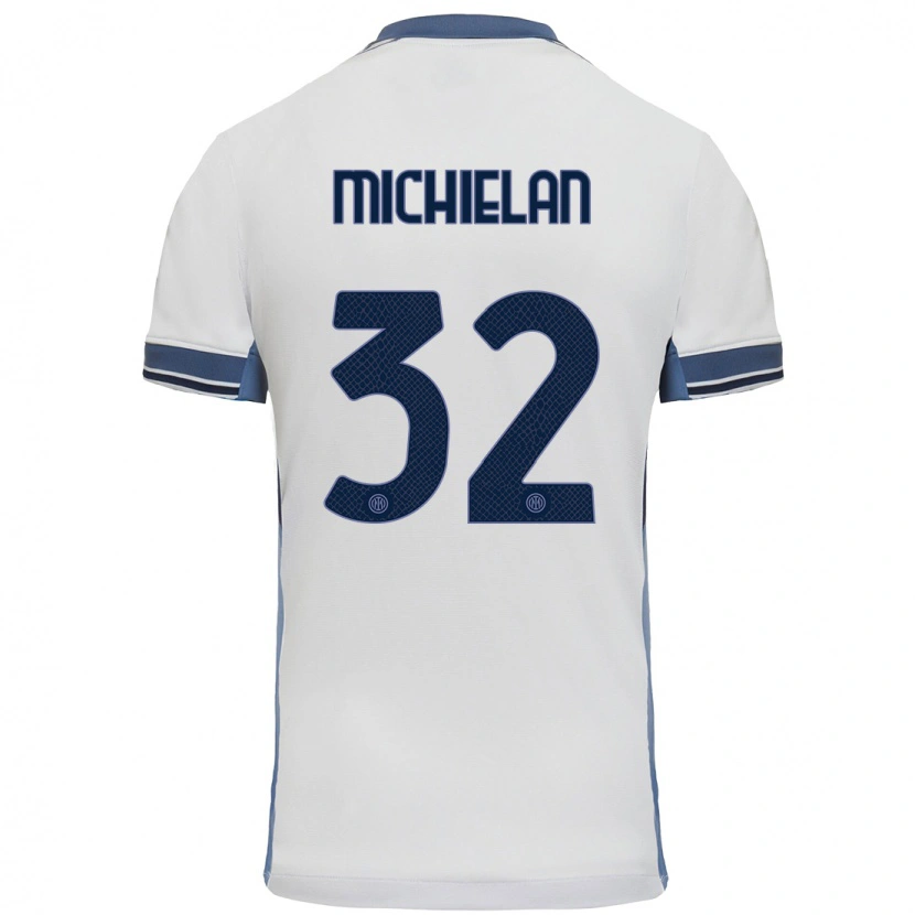 Danxen Hombre Camiseta Mattia Michielan #32 Blanco Gris 2ª Equipación 2024/25 La Camisa