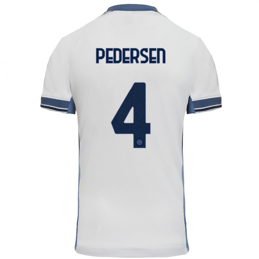 Danxen Hombre Camiseta Sofie Junge Pedersen #4 Blanco Gris 2ª Equipación 2024/25 La Camisa