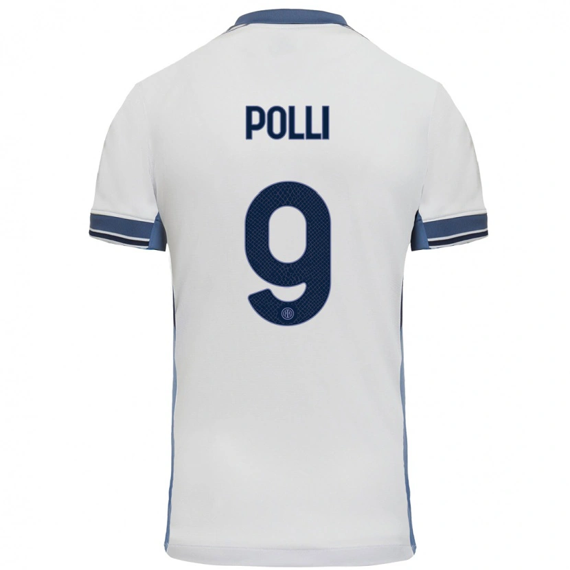 Danxen Hombre Camiseta Elisa Polli #9 Blanco Gris 2ª Equipación 2024/25 La Camisa