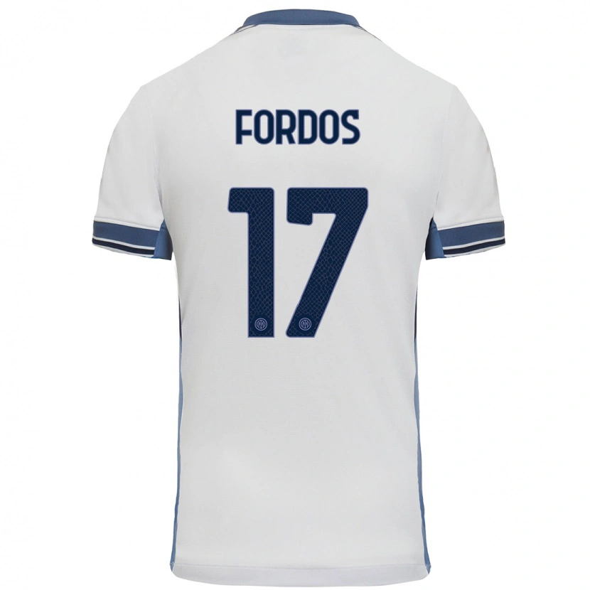 Danxen Hombre Camiseta Beatrix Fördős #17 Blanco Gris 2ª Equipación 2024/25 La Camisa