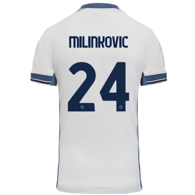 Danxen Hombre Camiseta Marija Milinković #24 Blanco Gris 2ª Equipación 2024/25 La Camisa