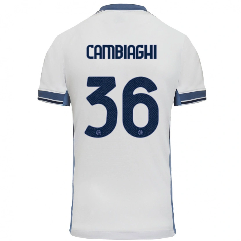 Danxen Hombre Camiseta Michela Cambiaghi #36 Blanco Gris 2ª Equipación 2024/25 La Camisa