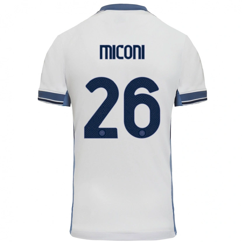Danxen Hombre Camiseta Riccardo Miconi #26 Blanco Gris 2ª Equipación 2024/25 La Camisa