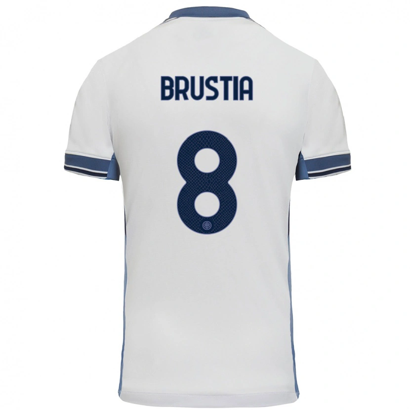 Danxen Hombre Camiseta Martina Brustia #8 Blanco Gris 2ª Equipación 2024/25 La Camisa