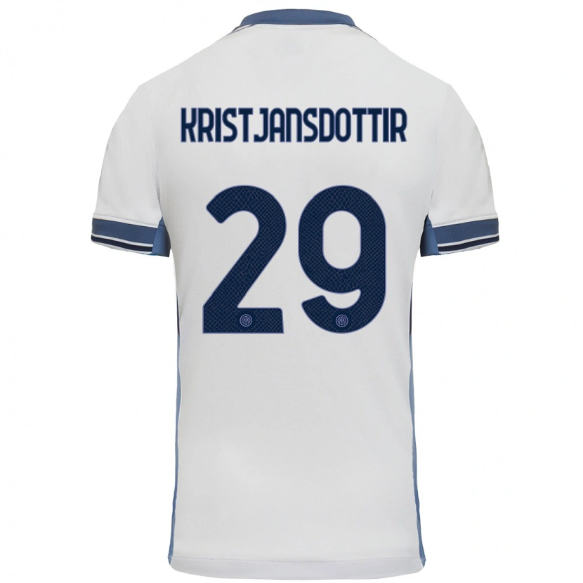 Danxen Hombre Camiseta Anna Bjork Kristjansdottir #29 Blanco Gris 2ª Equipación 2024/25 La Camisa