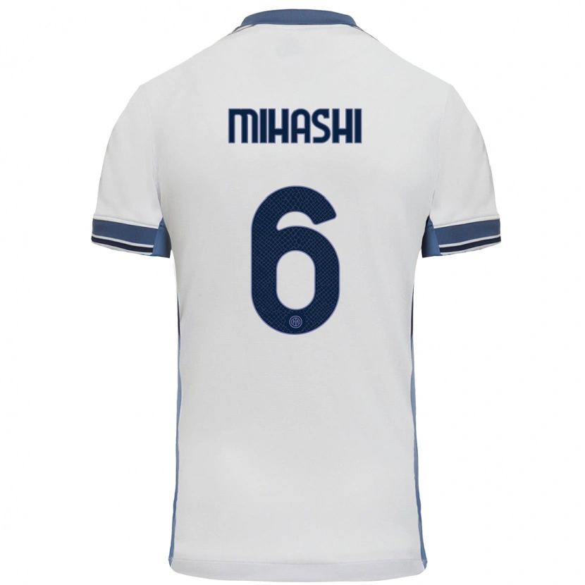 Danxen Hombre Camiseta Mana Mihashi #6 Blanco Gris 2ª Equipación 2024/25 La Camisa