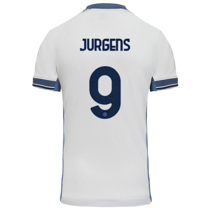 Danxen Hombre Camiseta Oliver Jurgens #9 Blanco Gris 2ª Equipación 2024/25 La Camisa