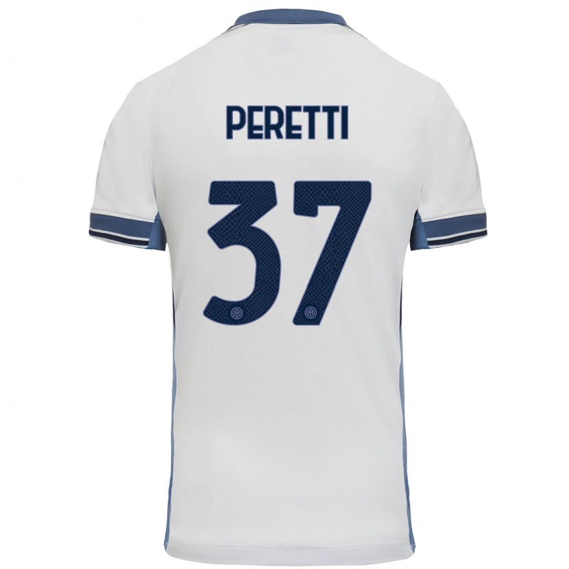 Danxen Hombre Camiseta Lorenzo Peretti #37 Blanco Gris 2ª Equipación 2024/25 La Camisa