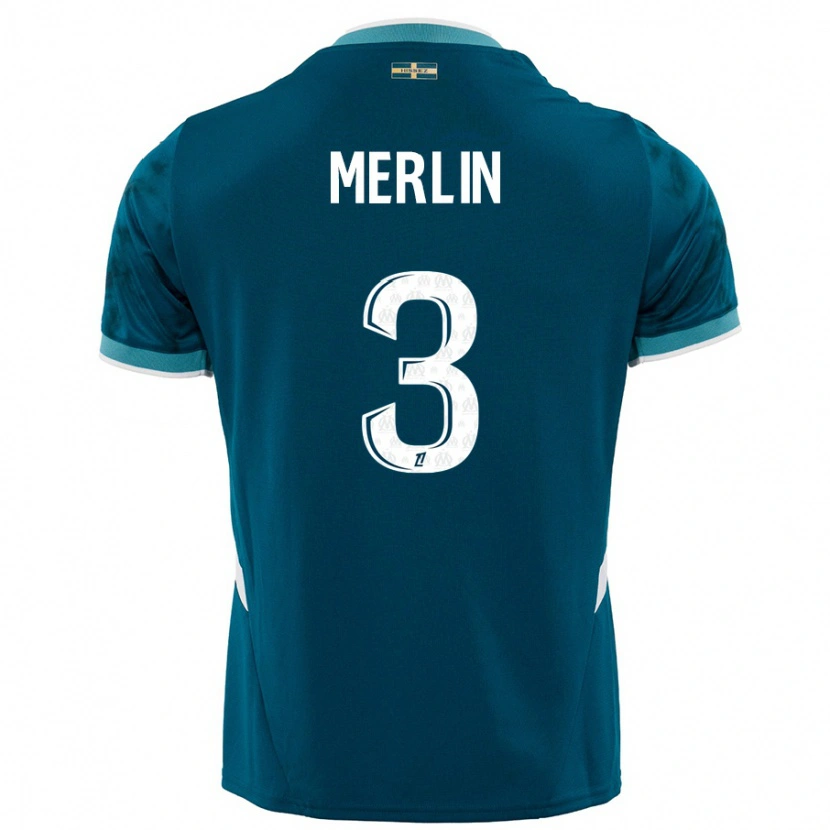 Danxen Hombre Camiseta Quentin Merlin #3 Azul Turquesa 2ª Equipación 2024/25 La Camisa