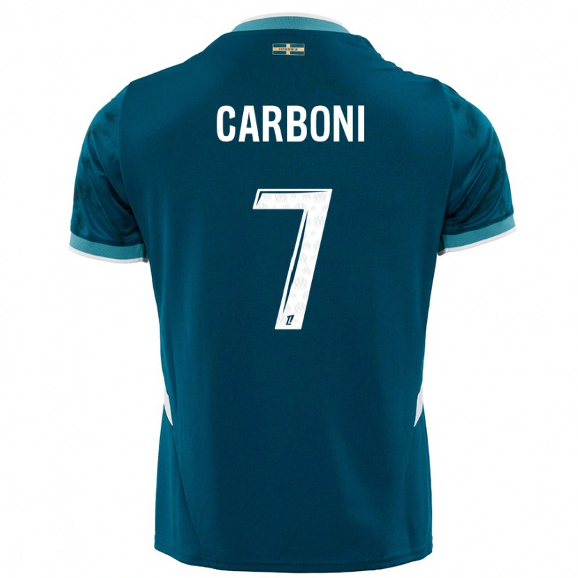 Danxen Hombre Camiseta Valentín Carboni #7 Azul Turquesa 2ª Equipación 2024/25 La Camisa