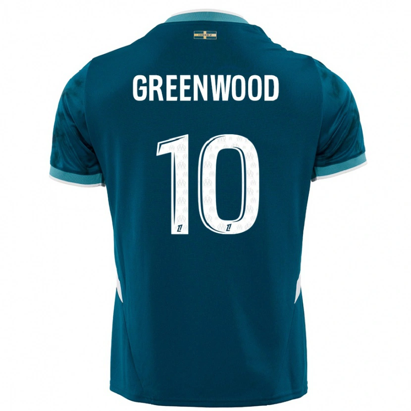 Danxen Hombre Camiseta Mason Greenwood #10 Azul Turquesa 2ª Equipación 2024/25 La Camisa