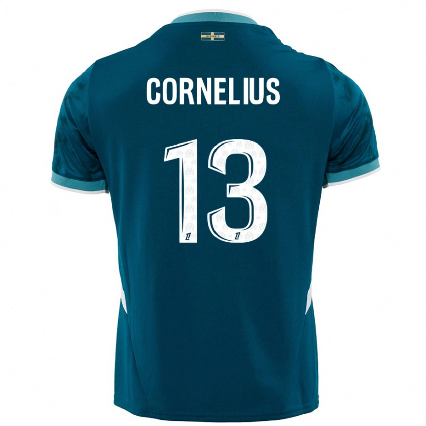 Danxen Hombre Camiseta Derek Cornelius #13 Azul Turquesa 2ª Equipación 2024/25 La Camisa