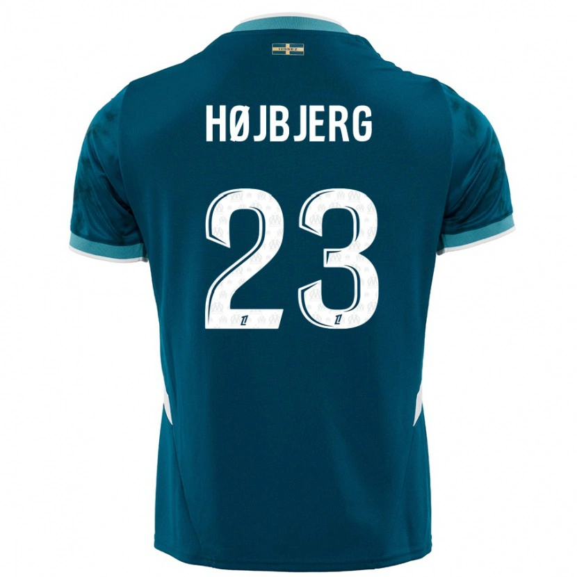 Danxen Hombre Camiseta Pierre-Emile Højbjerg #23 Azul Turquesa 2ª Equipación 2024/25 La Camisa