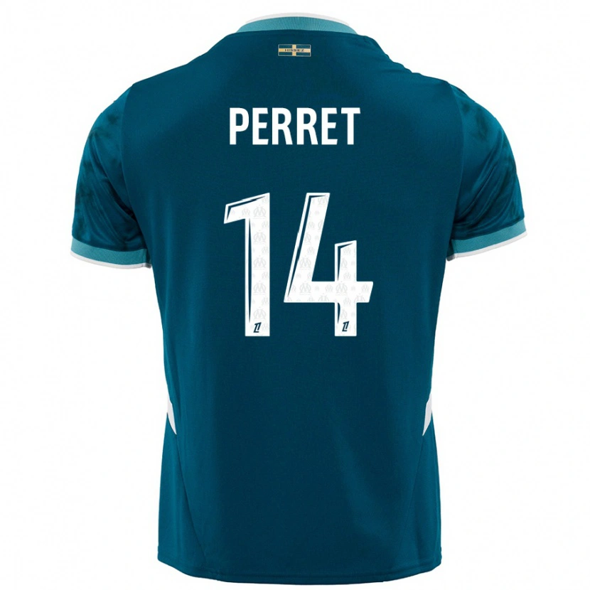 Danxen Hombre Camiseta Jenny Perret #14 Azul Turquesa 2ª Equipación 2024/25 La Camisa