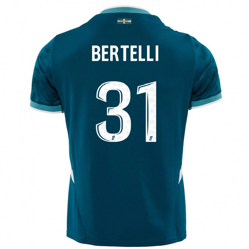 Danxen Hombre Camiseta Ugo Bertelli #31 Azul Turquesa 2ª Equipación 2024/25 La Camisa