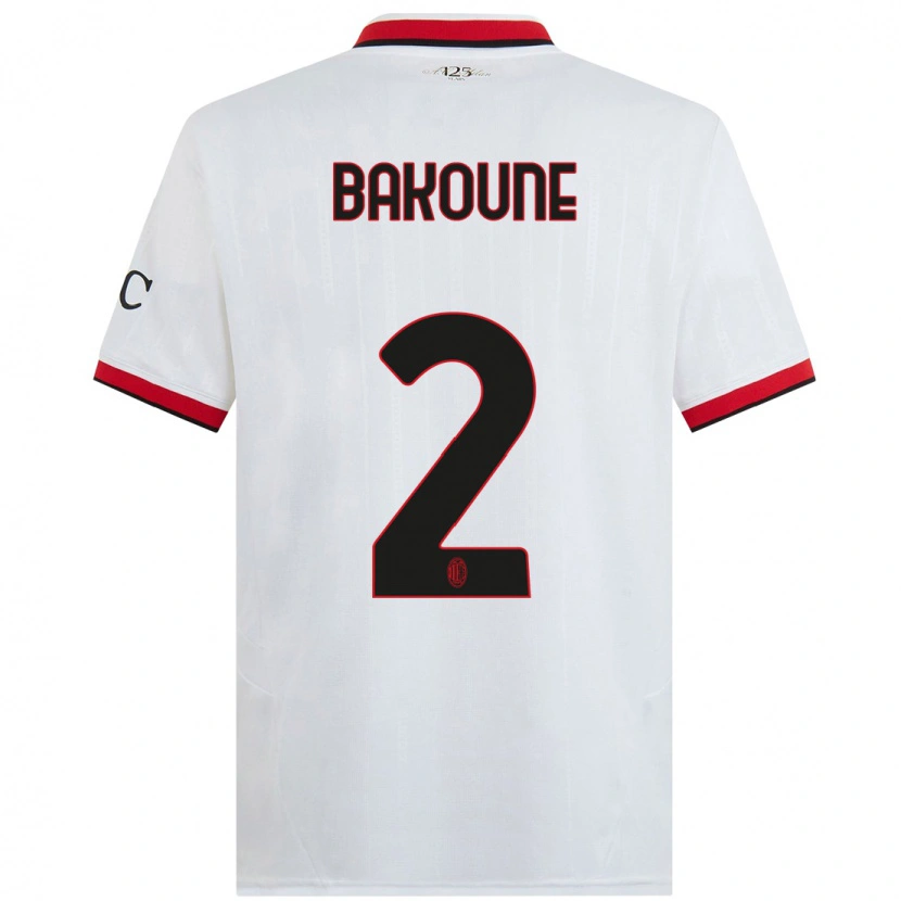 Danxen Hombre Camiseta Adam Bakoune #2 Blanco Negro Rojo 2ª Equipación 2024/25 La Camisa