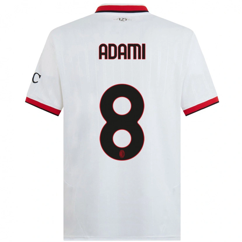 Danxen Hombre Camiseta Greta Adami #8 Blanco Negro Rojo 2ª Equipación 2024/25 La Camisa