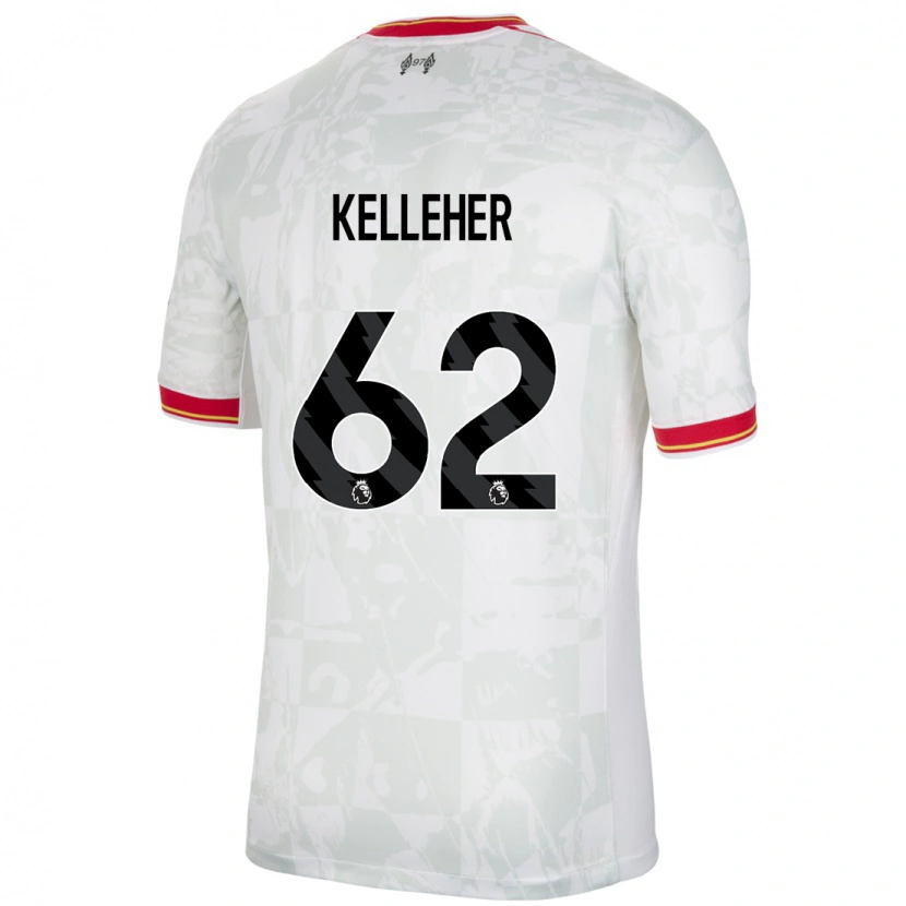 Danxen Hombre Camiseta Caoimhín Kelleher #62 Blanco Rojo Negro Equipación Tercera 2024/25 La Camisa