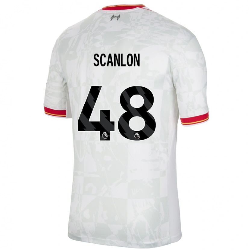 Danxen Hombre Camiseta Calum Scanlon #48 Blanco Rojo Negro Equipación Tercera 2024/25 La Camisa