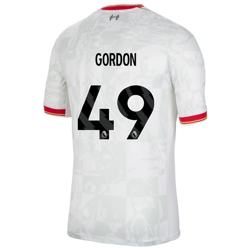 Danxen Hombre Camiseta Kaide Gordon #49 Blanco Rojo Negro Equipación Tercera 2024/25 La Camisa