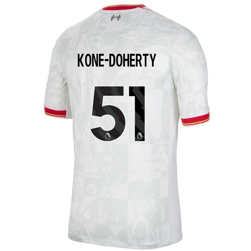 Danxen Hombre Camiseta Trent Kone-Doherty #51 Blanco Rojo Negro Equipación Tercera 2024/25 La Camisa
