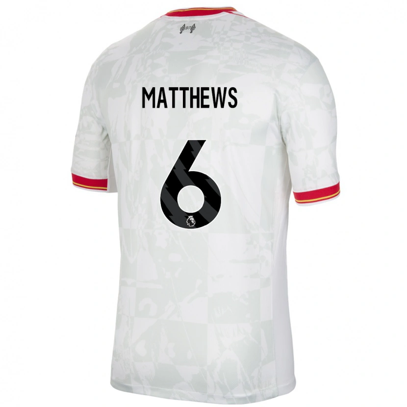 Danxen Hombre Camiseta Jasmine Matthews #6 Blanco Rojo Negro Equipación Tercera 2024/25 La Camisa
