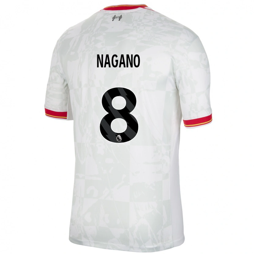 Danxen Hombre Camiseta Fūka Nagano #8 Blanco Rojo Negro Equipación Tercera 2024/25 La Camisa