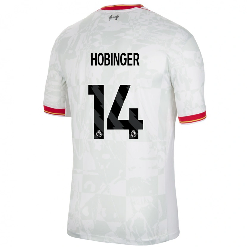 Danxen Hombre Camiseta Marie Höbinger #14 Blanco Rojo Negro Equipación Tercera 2024/25 La Camisa