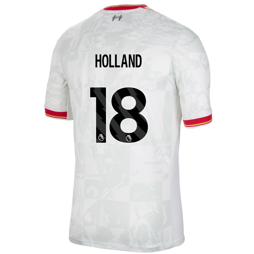 Danxen Hombre Camiseta Ceri Holland #18 Blanco Rojo Negro Equipación Tercera 2024/25 La Camisa