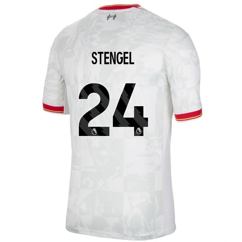Danxen Hombre Camiseta Katie Stengel #24 Blanco Rojo Negro Equipación Tercera 2024/25 La Camisa