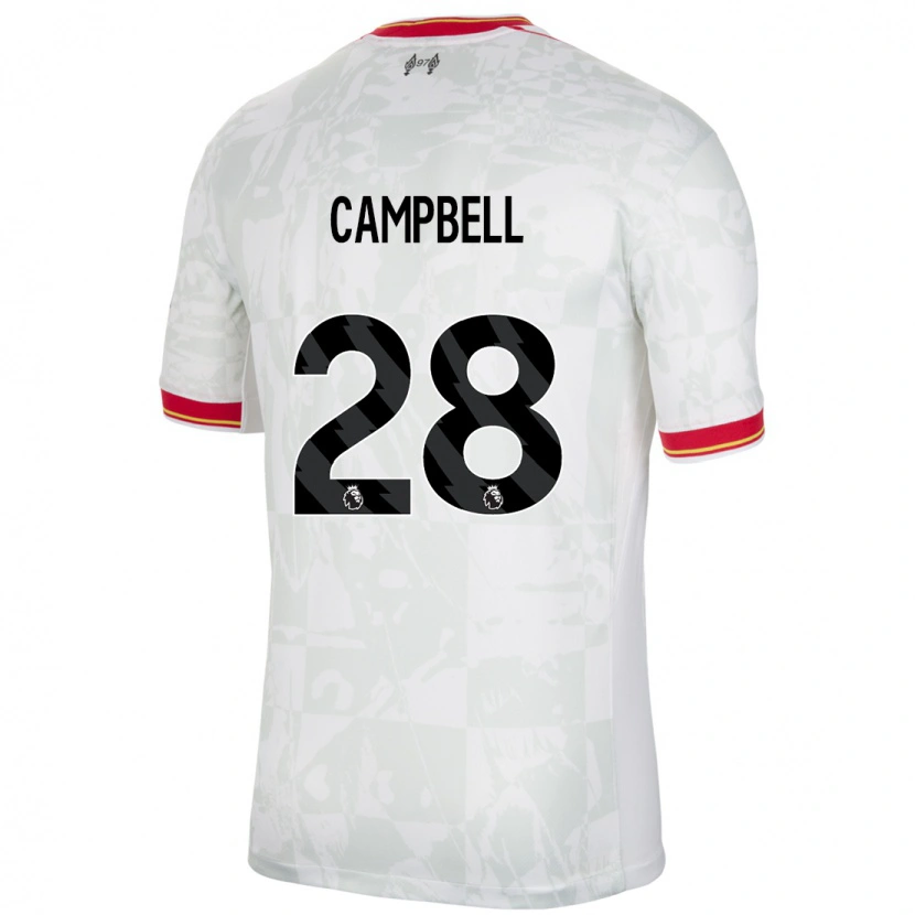 Danxen Hombre Camiseta Megan Campbell #28 Blanco Rojo Negro Equipación Tercera 2024/25 La Camisa