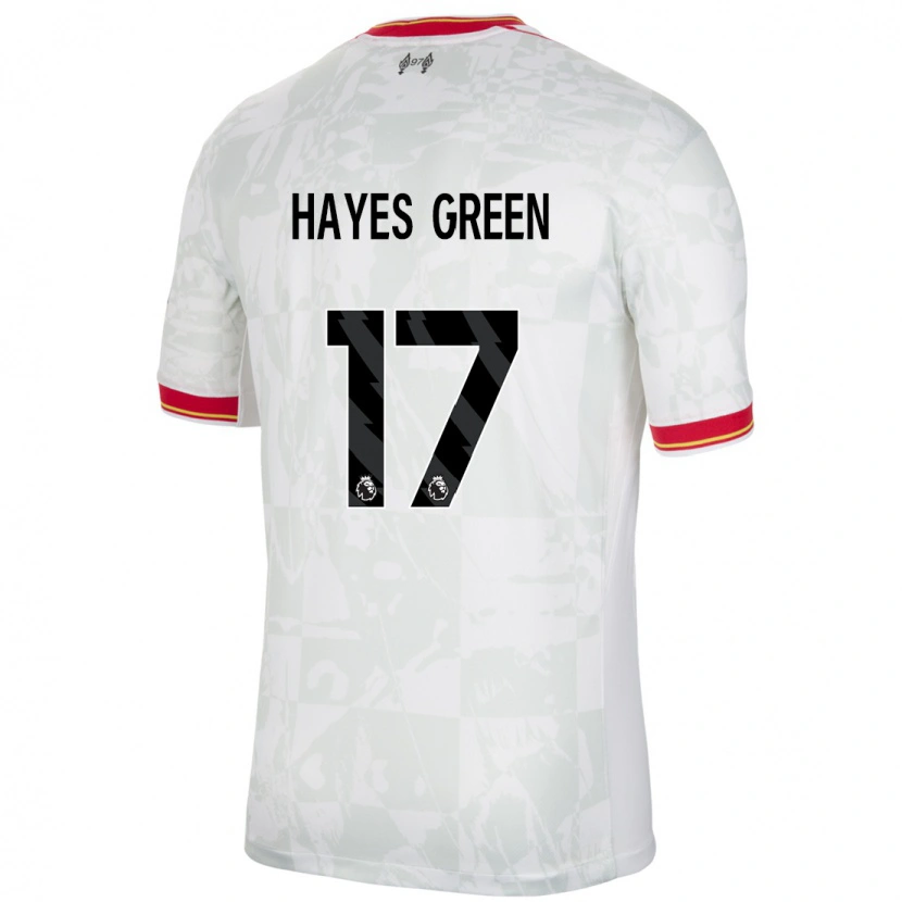 Danxen Hombre Camiseta Charlie Hayes-Green #17 Blanco Rojo Negro Equipación Tercera 2024/25 La Camisa