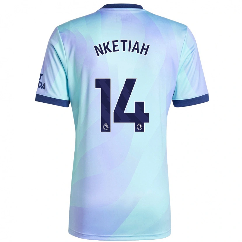 Danxen Hombre Camiseta Eddie Nketiah #14 Agua Equipación Tercera 2024/25 La Camisa
