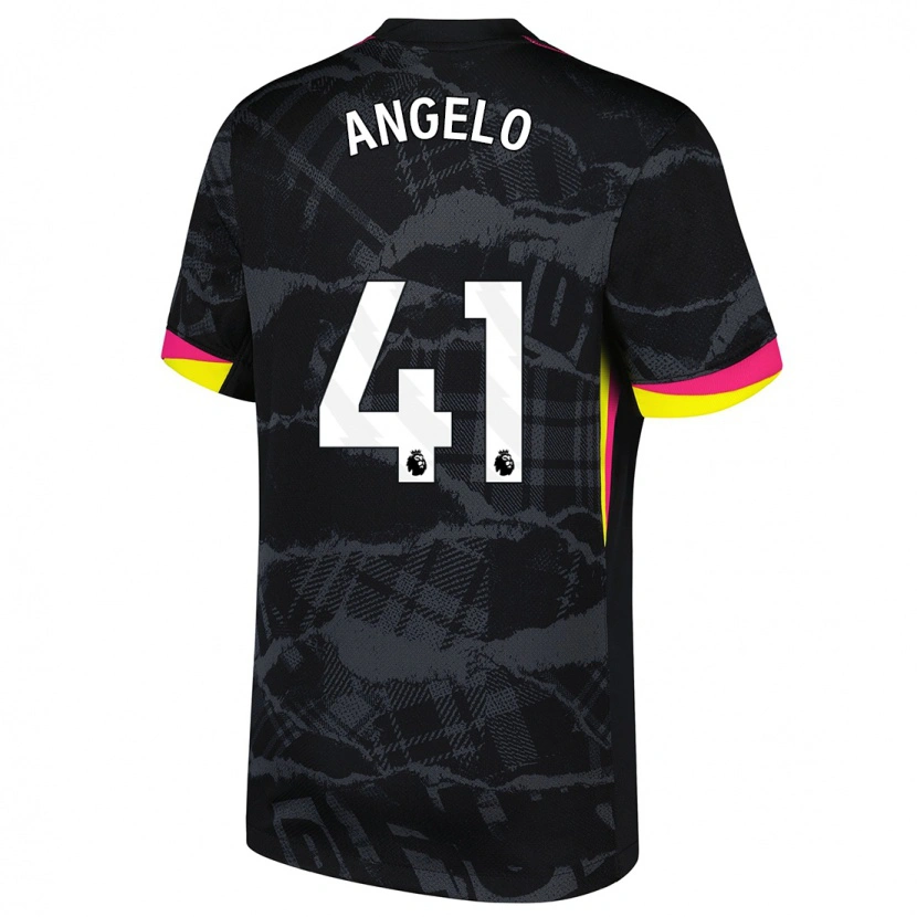 Danxen Hombre Camiseta Ângelo #41 Negro Rosa Equipación Tercera 2024/25 La Camisa