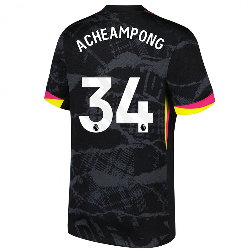 Danxen Hombre Camiseta Josh Acheampong #34 Negro Rosa Equipación Tercera 2024/25 La Camisa