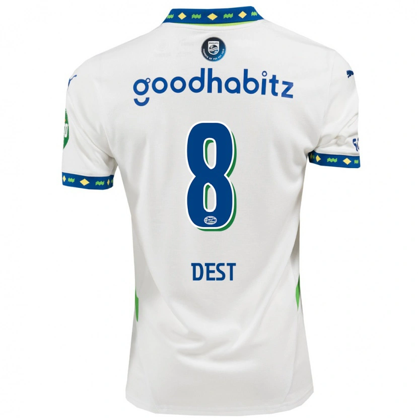 Danxen Hombre Camiseta Sergiño Dest #8 Blanco Azul Oscuro Equipación Tercera 2024/25 La Camisa
