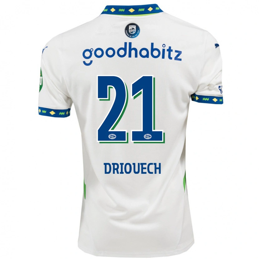 Danxen Hombre Camiseta Couhaib Driouech #21 Blanco Azul Oscuro Equipación Tercera 2024/25 La Camisa