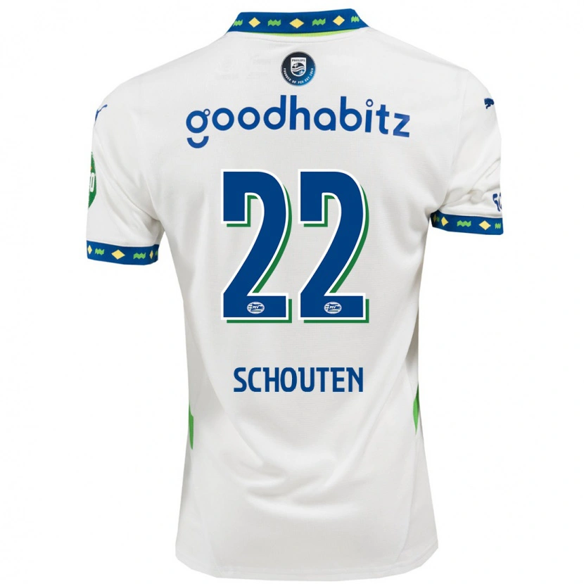 Danxen Hombre Camiseta Jerdy Schouten #22 Blanco Azul Oscuro Equipación Tercera 2024/25 La Camisa